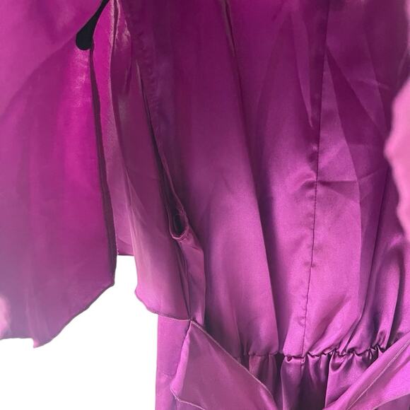 Sequin Hearts Short Sleeve Cape Detail Front Jeweled A Line Dress Purple Size M - Picture 4 of 9